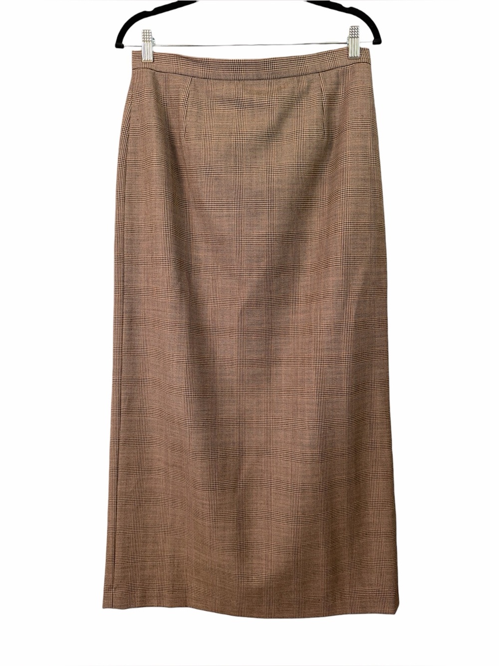 Brown Glen Check Plaid Maxi Skirt 80s/90s (32” waist)